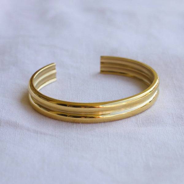 Gil - Wide Polished Cuff Bracelet Gold