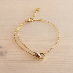 Bazou - Steel fine bracelet with infinity rings - gold